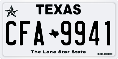 TX license plate CFA9941