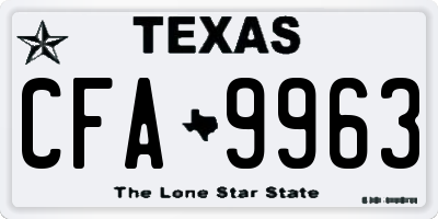 TX license plate CFA9963