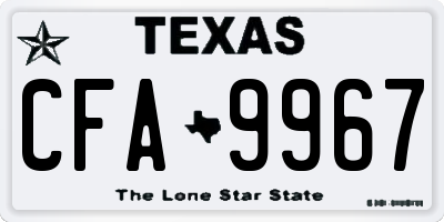 TX license plate CFA9967