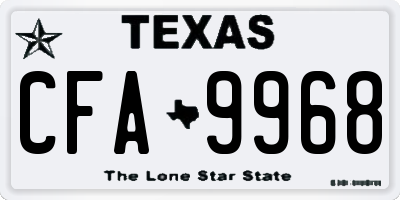 TX license plate CFA9968