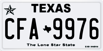 TX license plate CFA9976
