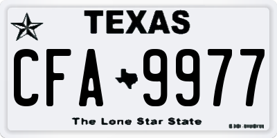 TX license plate CFA9977