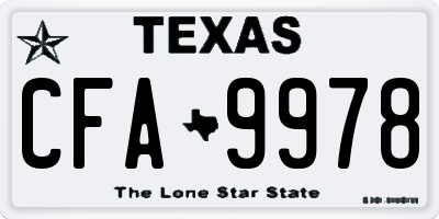 TX license plate CFA9978