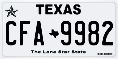 TX license plate CFA9982