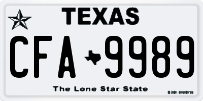 TX license plate CFA9989