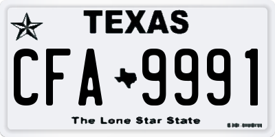 TX license plate CFA9991