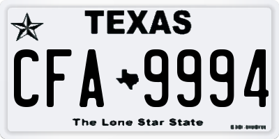 TX license plate CFA9994