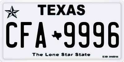 TX license plate CFA9996