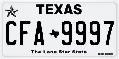 TX license plate CFA9997