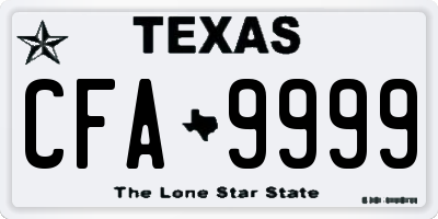TX license plate CFA9999