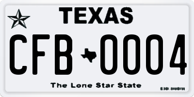 TX license plate CFB0004