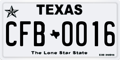 TX license plate CFB0016