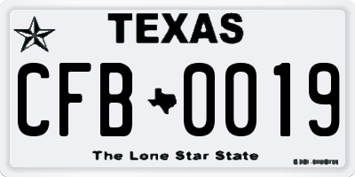 TX license plate CFB0019