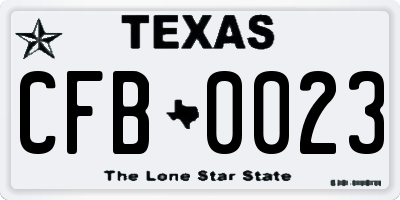 TX license plate CFB0023