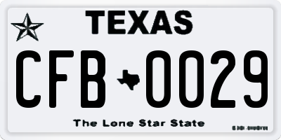 TX license plate CFB0029