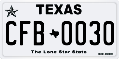 TX license plate CFB0030