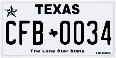 TX license plate CFB0034