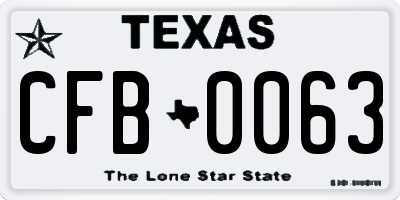 TX license plate CFB0063