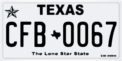 TX license plate CFB0067
