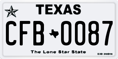 TX license plate CFB0087