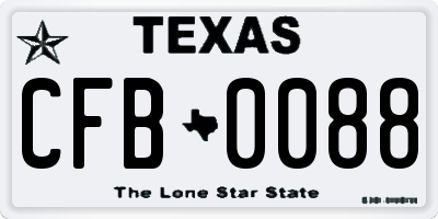 TX license plate CFB0088