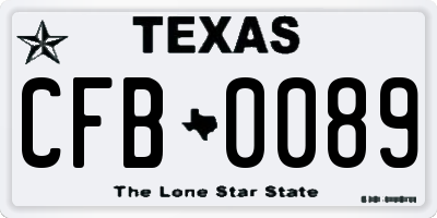 TX license plate CFB0089