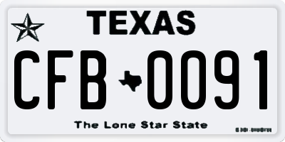 TX license plate CFB0091
