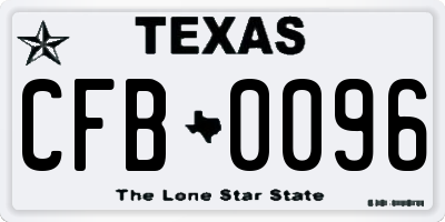 TX license plate CFB0096