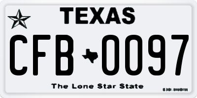 TX license plate CFB0097
