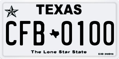 TX license plate CFB0100