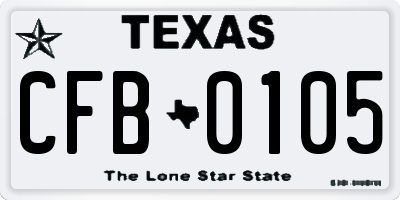 TX license plate CFB0105