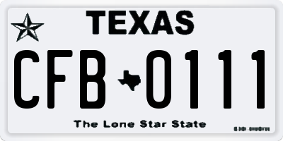 TX license plate CFB0111