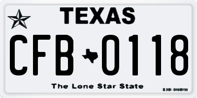 TX license plate CFB0118