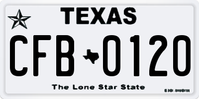 TX license plate CFB0120