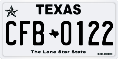 TX license plate CFB0122