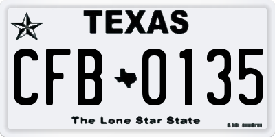 TX license plate CFB0135