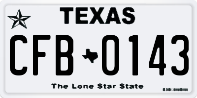 TX license plate CFB0143