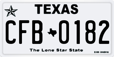 TX license plate CFB0182