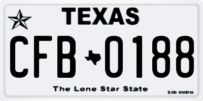 TX license plate CFB0188