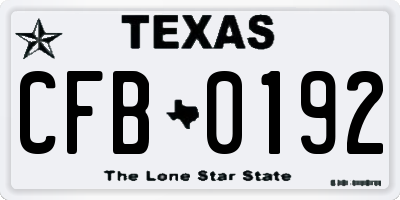 TX license plate CFB0192