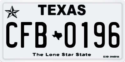 TX license plate CFB0196