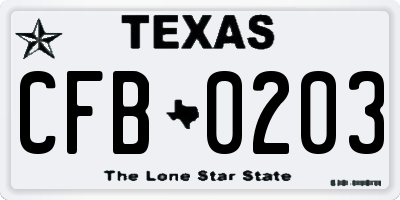 TX license plate CFB0203
