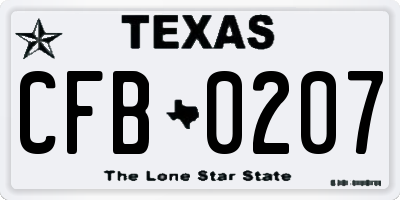 TX license plate CFB0207