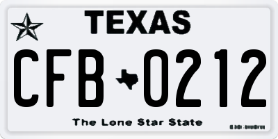 TX license plate CFB0212