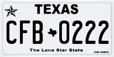 TX license plate CFB0222