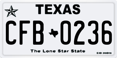 TX license plate CFB0236