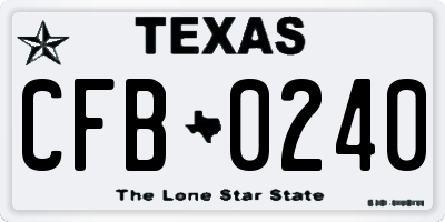 TX license plate CFB0240