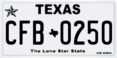 TX license plate CFB0250