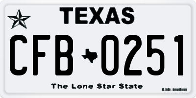 TX license plate CFB0251