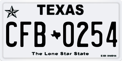 TX license plate CFB0254